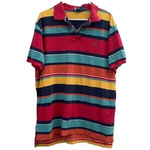 Vintage Polo Ralph Lauren Shirt Men's XL Multicolor Striped Festive Colorful